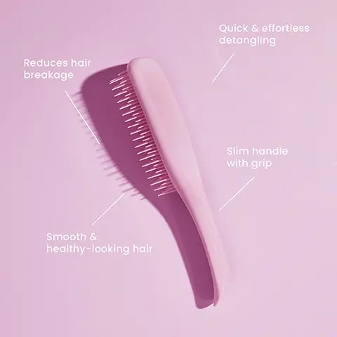 Image 1,  Reduces hair breakage Smooth & healthy-looking hair Quick & effortless detangling Slim handle with grip Image 2, ﻿ 22.1 15.5 cm cm 5.3 cm The Ultimate Detangler Mini Great for small hands 6.6 cm ་ The Ultimate Detangler 23.6 cm 7.9 cm The Ultimate Detangler Large Great for Thick & Curly Hair Types